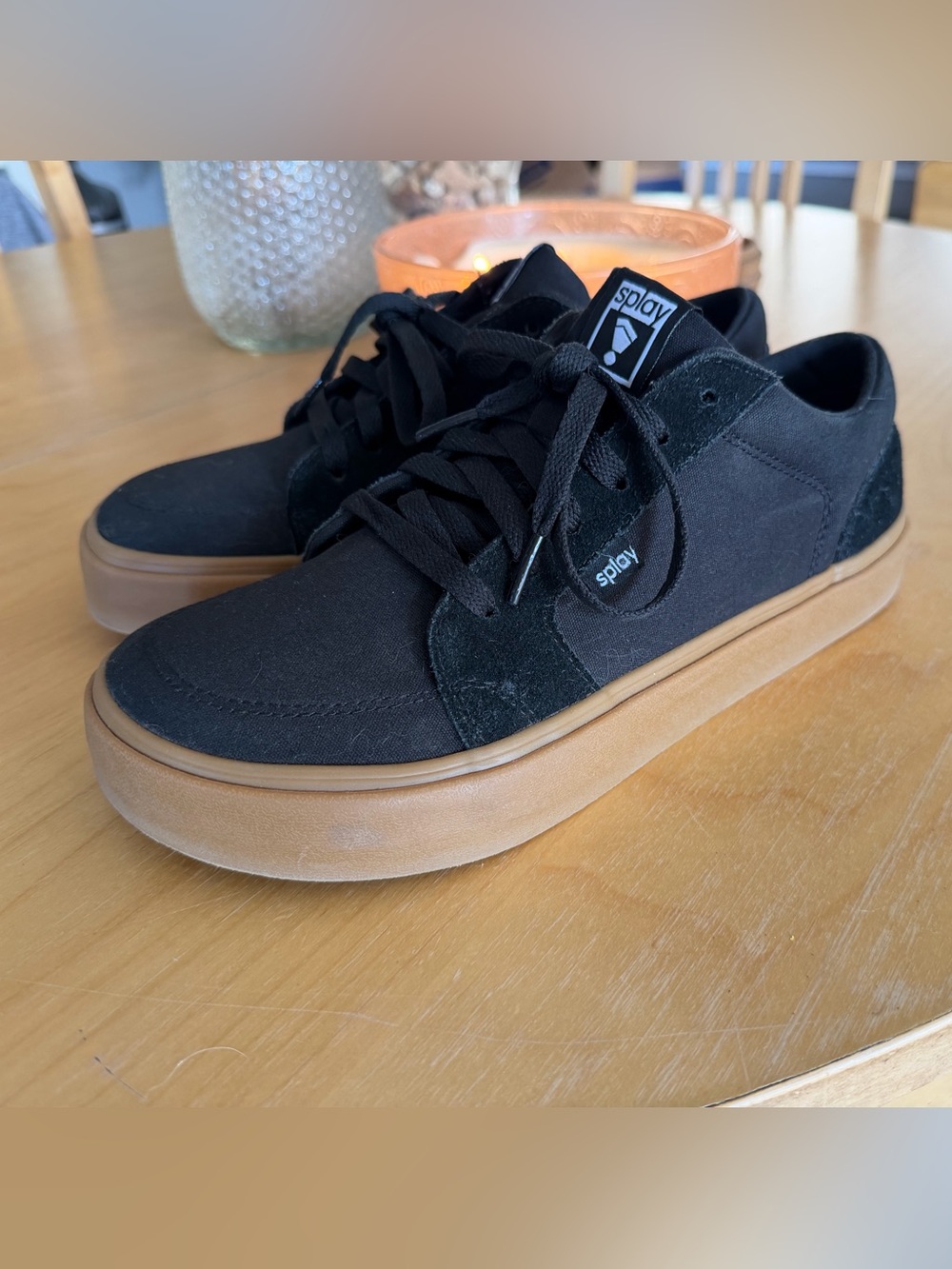 Splay Rev LT Black Canvas Sneakers with Gum Sole